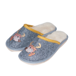 Boy's Gray Printed Leather Insulated Slippers | WU-323