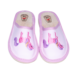 Girl's Pink Slippers with Unicorn Print | WU-313