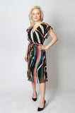 Italian-style Black and Multicolor Dress with Frills | 173D74-BL