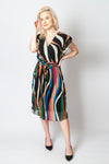 Italian-style Black and Multicolor Dress with Frills | 173D74-BL