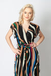 Italian-style Black and Multicolor Dress with Frills | 173D74-BL