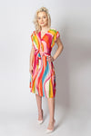 Italian-style Pink and Multicolor Dress with Frills | 173D74-LP