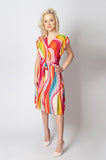 Italian-style Pink and Multicolor Dress with Frills | 173D74-LP