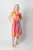 Italian-style Pink and Multicolor Dress with Frills | 173D74-LP