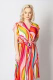 Italian-style Pink and Multicolor Dress with Frills | 173D74-LP