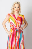 Italian-style Pink and Multicolor Dress with Frills | 173D74-LP