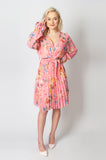 Italian-style Pink Floral Pleated Dress | 183T536-P