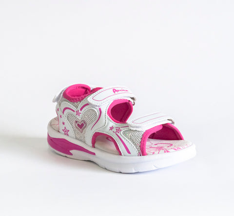 AC Girls' White and Pink Open-toe Sandals | 482/21-W