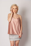 Satin Pink Top with Chain Strap | 7AD1921-P
