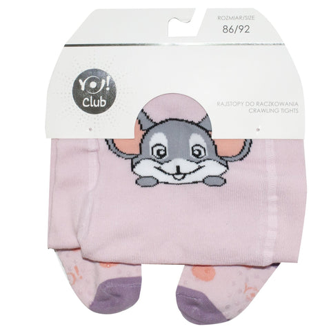 Light Pink Mouse Print NON-SKID Tights | RA-25-LP-2