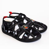 AC Black School Slippers with Ship Print | 604/21-BL