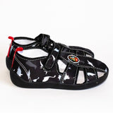 AC Black School Slippers with Ship Print | 604/21-BL