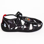 AC Black School Slippers with Ship Print | 604/21-BL