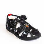 Black School Slippers with Ship Print | 604/21-BL