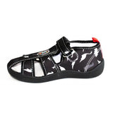 Black School Slippers with Ship Print | 604/21-BL