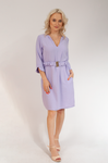 Italian-Style Lilac Casual Dress with Belt | HAL-45