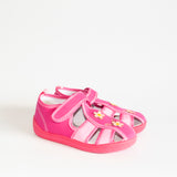 Pink School Slippers with Flowers Print | 626/21-P