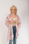 Floral Pattern Scarf with Fringes | HAL-44