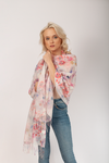 Floral Pattern Scarf with Fringes | HAL-44