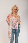 Floral Pattern Scarf with Fringes | HAL-44