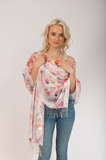 Floral Pattern Scarf with Fringes | HAL-44