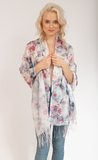 Floral Pattern Scarf with Fringes | HAL-44