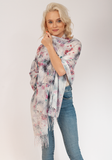 Floral Pattern Scarf with Fringes | HAL-44