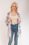 Floral Pattern Scarf with Fringes | HAL-44