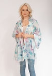 Floral Pattern Scarf with Fringes | HAL-44