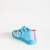 Blue School Slippers with Flowers Print | 626/21-B