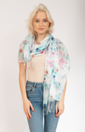Floral Pattern Scarf with Fringes | HAL-44