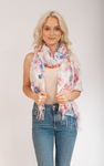 Floral Pattern Scarf with Fringes | HAL-44