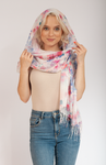 Floral Pattern Scarf with Fringes | HAL-44