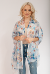Floral Pattern Scarf with Fringes | HAL-44