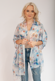 Floral Pattern Scarf with Fringes | HAL-44