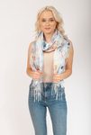Floral Pattern Scarf with Fringes | HAL-44
