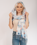 Floral Pattern Scarf with Fringes | HAL-44