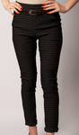 Hi-waist Black Plaid Pants with Brown Belt | E1211