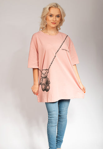 Loose Italian-style T-Shirt with Bear Application | HAL-59