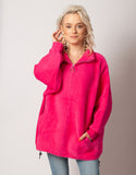Short Pink Alpaca Coat with Stand-up Collar and Zipper | HAL-57-1