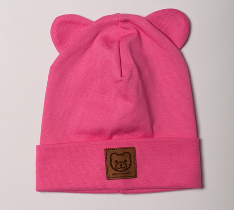 Pink Girls' Beanie with Bear Patch and Ears - 1-3 Years | 816D22-P