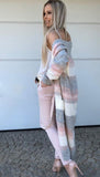 Powder Pink and Gray Knitted Cardigan | STELLA