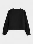 4F Women's Black Crop Top Sweatshirt | BLD037-20S