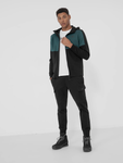 4F Men's Black and Dark Green Zip Up Hooded Sweatshirt | BLM010-20S