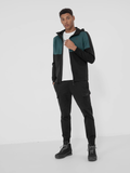 4F Men's Black and Dark Green Zip Up Hooded Sweatshirt | BLM010-20S