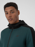 4F Men's Black and Dark Green Zip Up Hooded Sweatshirt | BLM010-20S