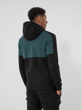 4F Men's Black and Dark Green Zip Up Hooded Sweatshirt | BLM010-20S