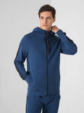 4F Men's Dark Blue Zip Up Hooded Sweatshirt | BLM014-32S