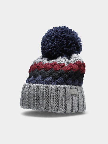 4F Men's Insulated Beanie with Wool and Navy Blue Pompom | 14-92M