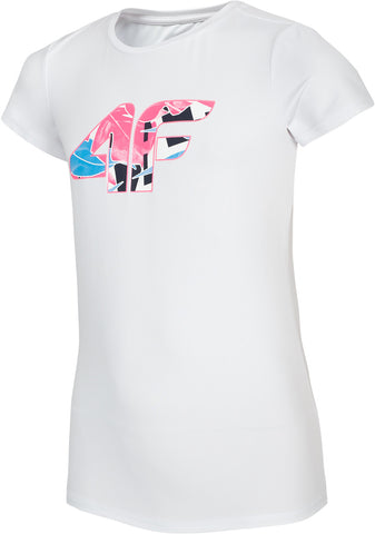4F Girls' White Printed T-shirt | JTSD015